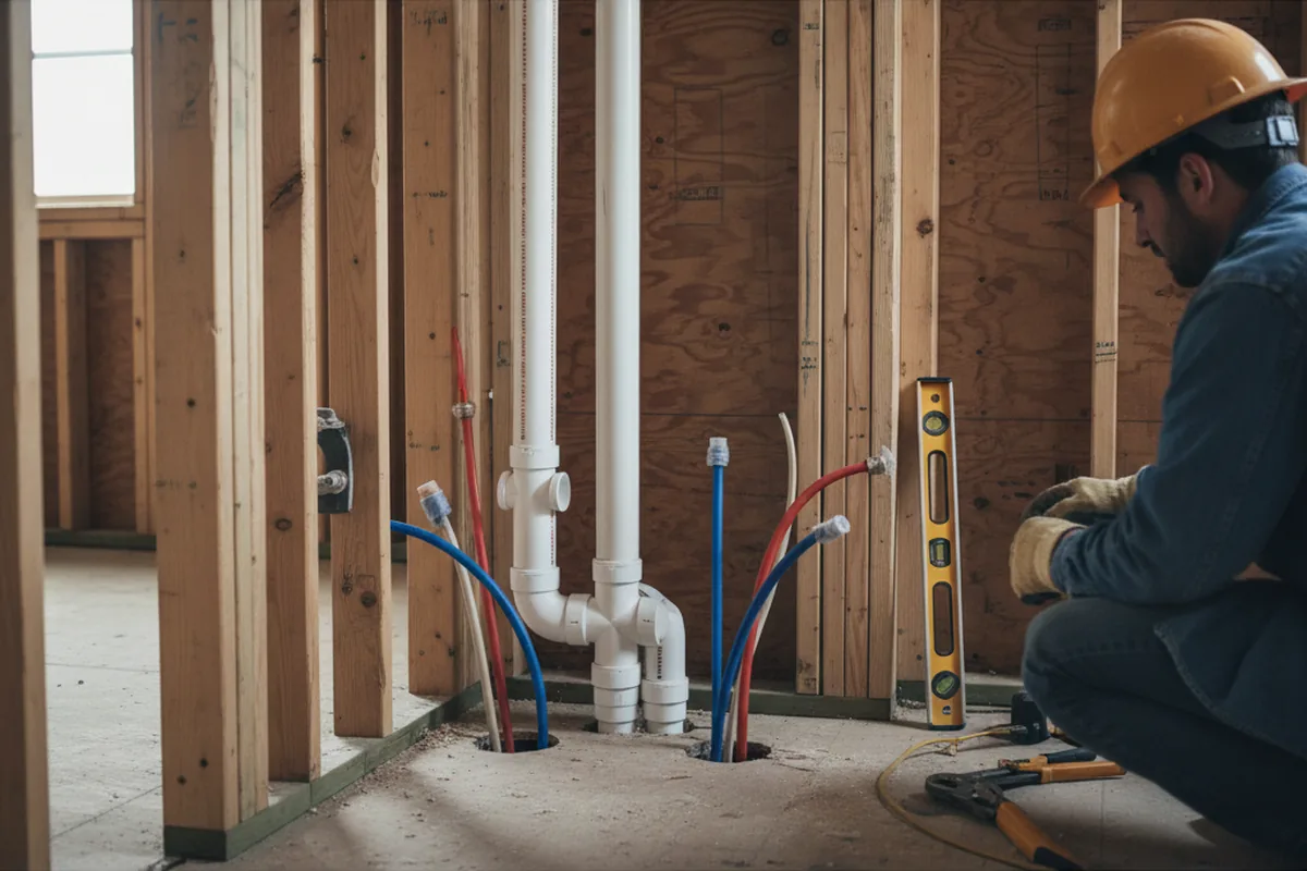 Drain and supply rough-in during Leak Detection in Avant